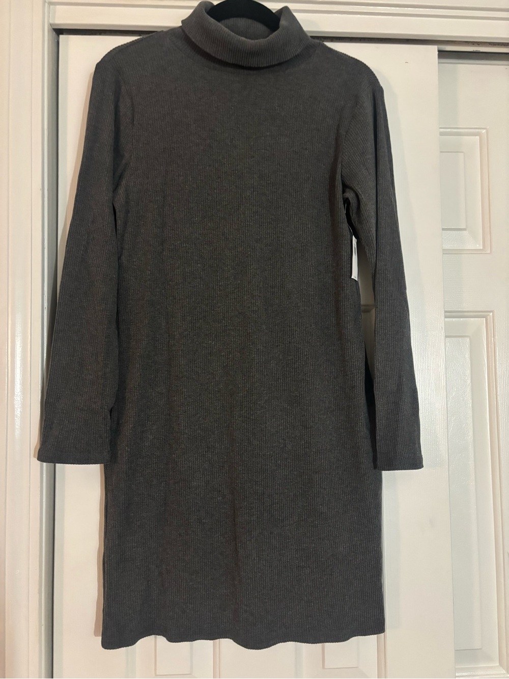 Old Navy Gray Ribbed Turtleneck Sweater Dress